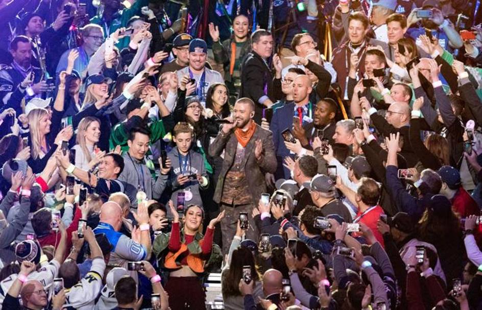 Justin Timberlake protagonista dell’Half Time show. L’artista di Memphis si  esibito con alcuni brani del suo nuovo album “ Man of the Woods”, uscito dopo cinque anni di silenzio AP/AFP